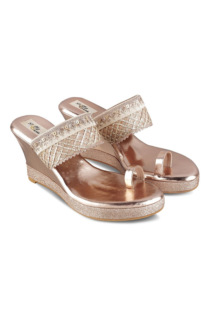 Bridal Border High Wedge - Rose Gold