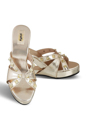 Gold Hardware Structured Heel Light Gold