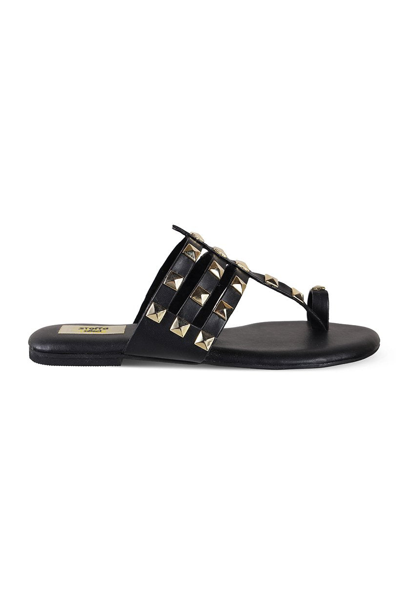 Gold hardware Flats Black