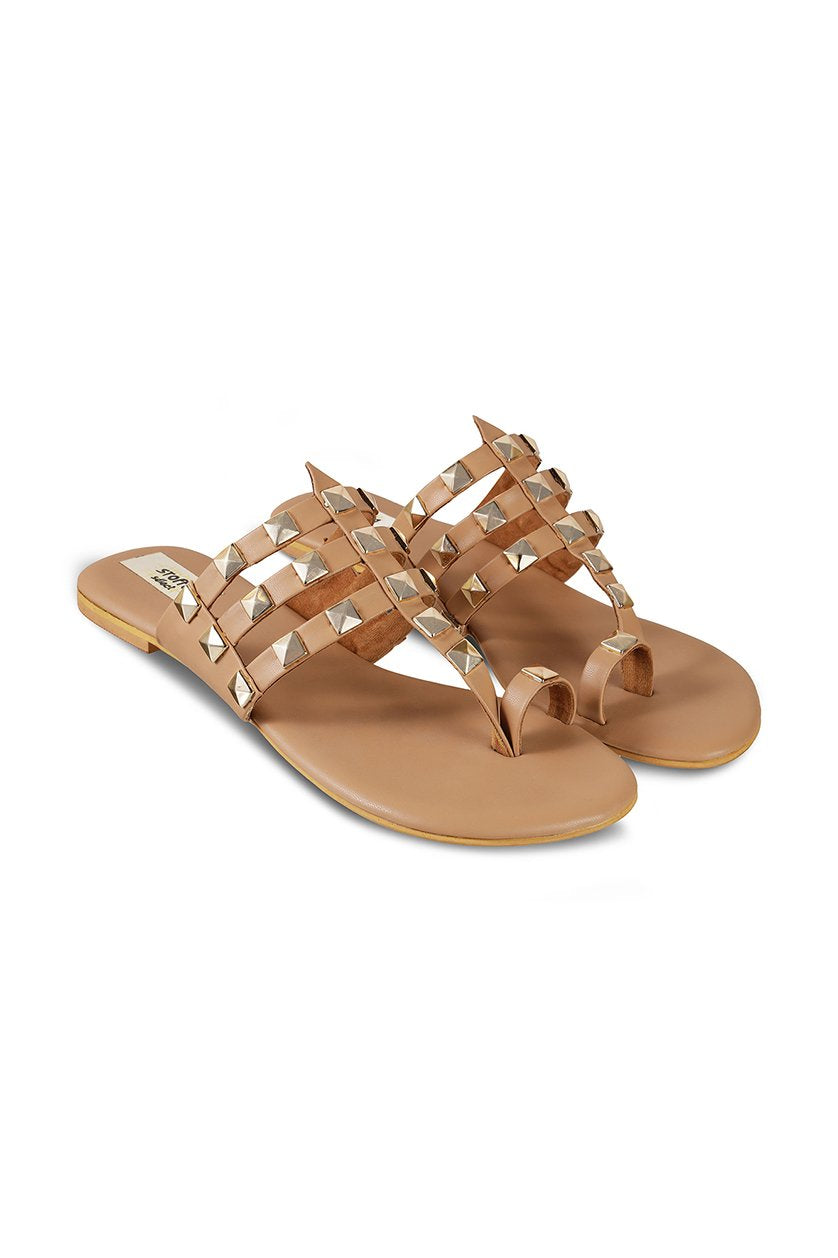 Gold hardware Flats Camel