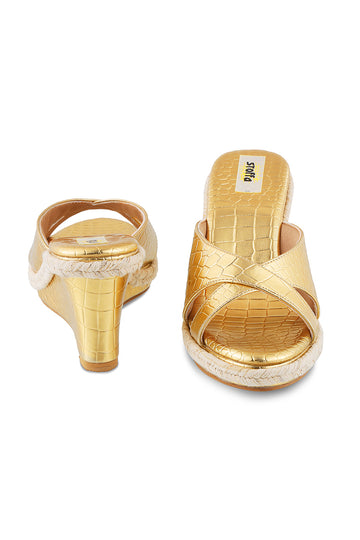 Skin Crossfront High Wedge Gold